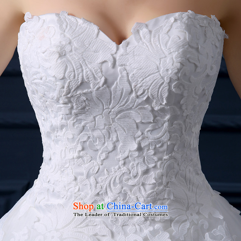 The leading edge of the Formosa lily wedding dresses 2015 autumn and winter new anointed chest bon bon skirt sweet lace straps to align the wedding pregnant women can be customized for larger bride tail wedding White M yarn edge Lily , , , shopping on the