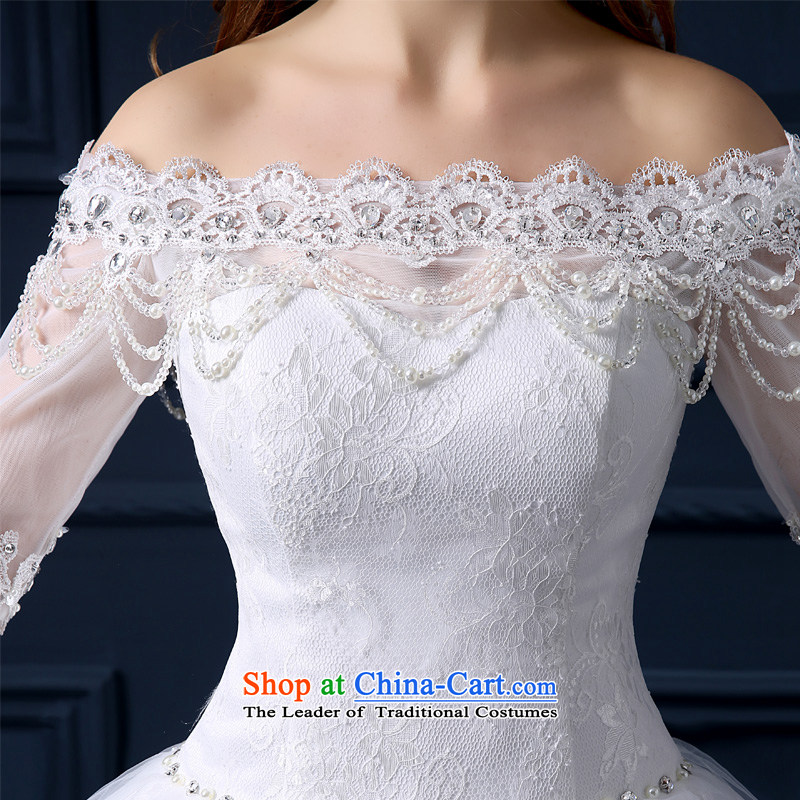 The leading edge of the Formosa lily wedding dresses 2015 new autumn and winter Korean lace a field to align the shoulder wedding marriages bon bon skirt Sau San video thin anointed chest trailing white wedding , L, yarn edge Lily , , , shopping on the In