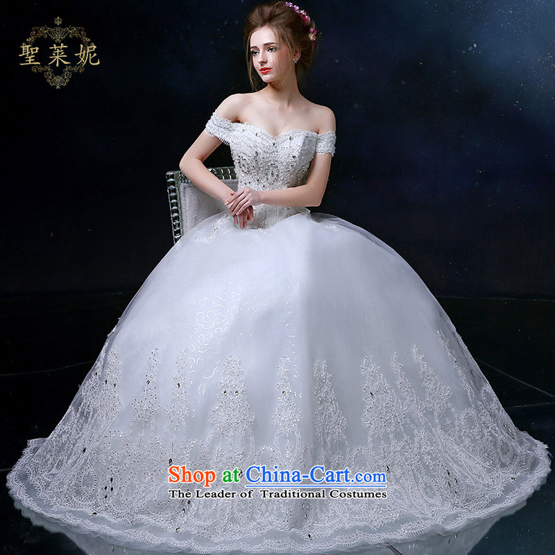 The Holy her wedding dress bride slotted shoulder Wedding 2015 new water drilling lace married to straighten the largest women's princess bon bon skirt white dresses , holy her sheng lai ni) ( , , , shopping on the Internet