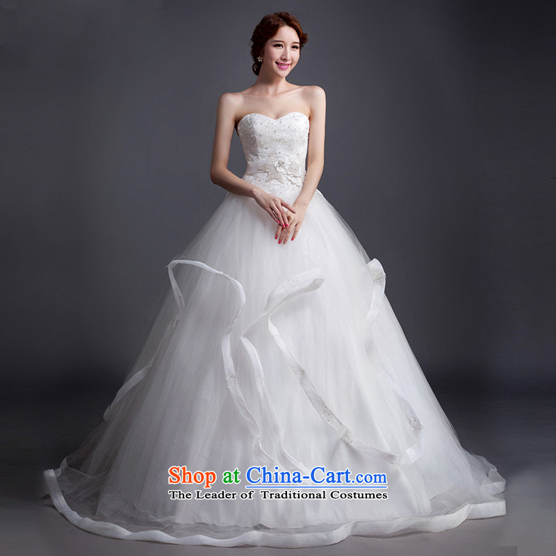Charlene Choi Ling 2015 new wedding dresses and elegant reminiscent of the breast tissue lace diamond align to winter customizable wedding White XXL