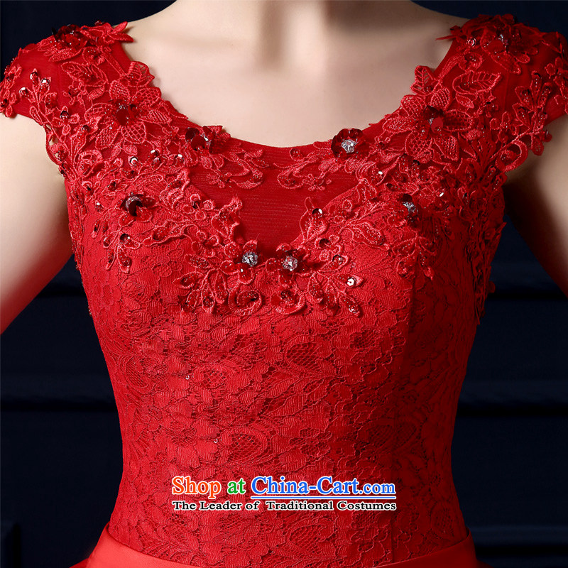 The leading edge of the Formosa lily wedding dresses 2015 new autumn and winter sweet lace to align the wedding video thin red bride Sau San marriage bon bon skirt large tie tail wedding red S yarn edge Lily , , , shopping on the Internet