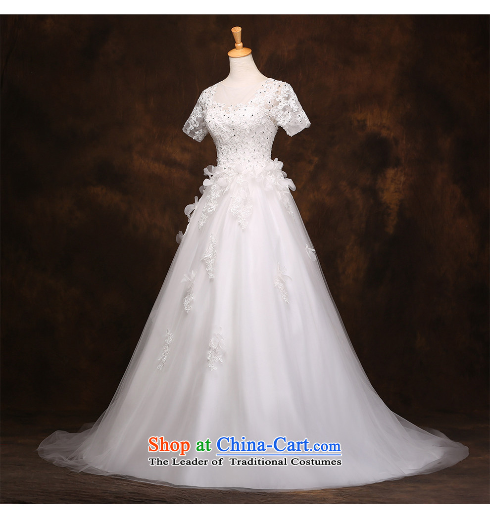 The beautiful word yarn shoulder small trailing wedding bride wedding sexy back round-neck collar short sleeve with bore the tether strap Wedding 2015 new products photo building factory outlet White M picture, prices, brand platters! The elections are supplied in the national character of distribution, so action, buy now enjoy more preferential! As soon as possible.