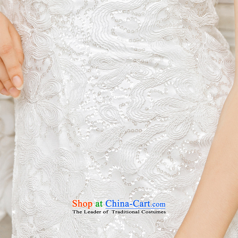 Honeymoon bride 2015 new products wedding dresses Korean wedding dreams of Sau San crowsfoot lace tail wedding White XL, bride honeymoon shopping on the Internet has been pressed.