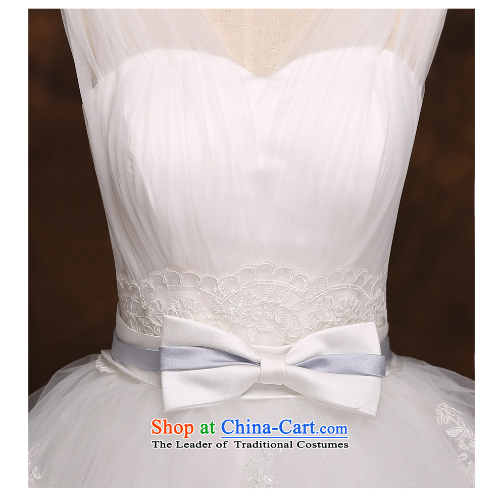The beautiful bride yarn shoulder straps to align the wedding V-Neck A field with minimalist Korean style large tie 2015 New Product Packages 