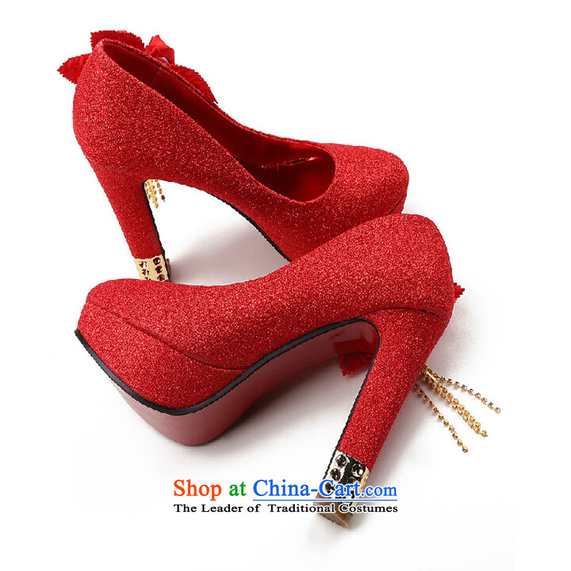 Pure Love bamboo yarn new water-resistant high-heel shoes marriage desktop red marriages ceremony shoes bridesmaid dress shoes 30559 womens single princess red 38, pure love bamboo yarn , , , shopping on the Internet