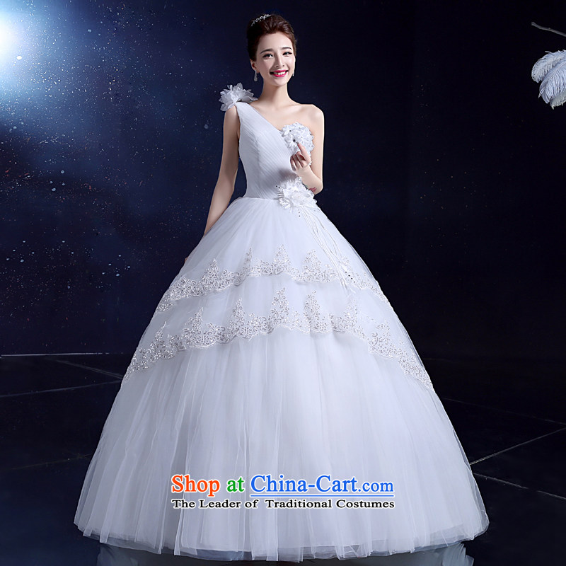 2015 Summer wedding dresses bride wedding dress to align the minimalist japanese and rok larger shoulder hunsha FLOWER WHITE M honor services-leung , , , shopping on the Internet