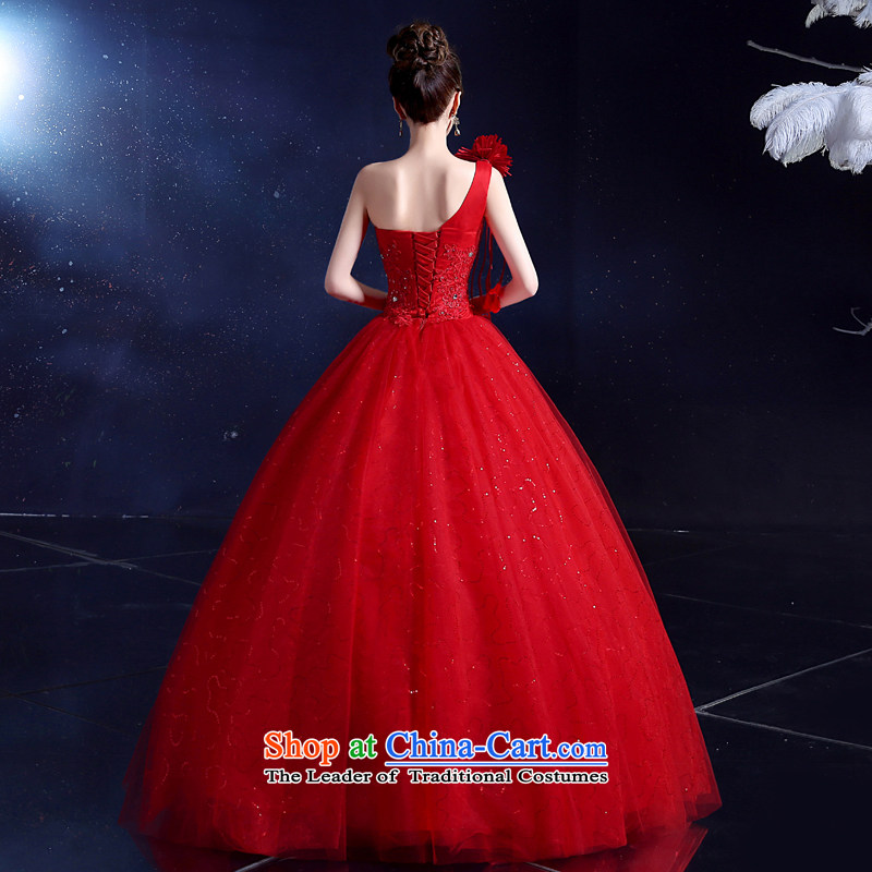 2015 Korean wedding dress the new bride wedding dress bows to align the summer uniforms for larger shoulder flowers Diamond red 2XL, honor services-leung , , , shopping on the Internet