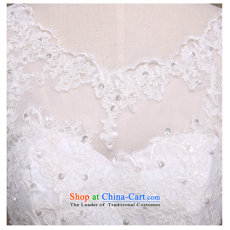The beauty of the new 2015 foutune crowsfoot lace strap small trailing wedding minimalist marriages Sau San video thin wedding dresses strap round-neck collar back the beautiful white M yarn (nameilisha) , , , shopping on the Internet