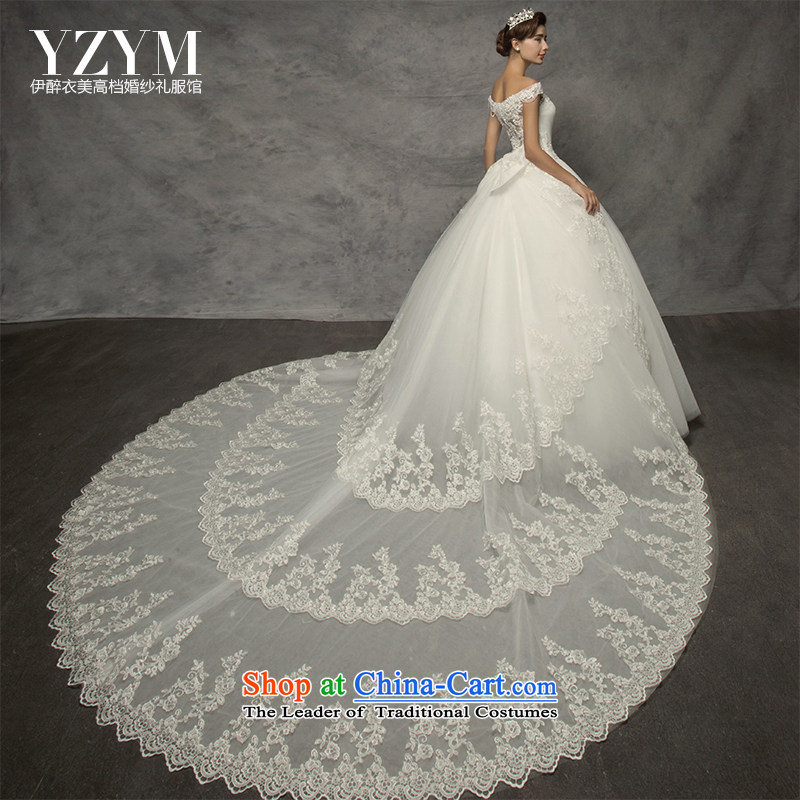El drunken American wedding dresses yi 2015 new stylish married a field shoulder lace large tail can be removed from the wedding code thick mm video thin bride wedding sexy engraving align to + Removable Tail XL, El drunken American.... Yi shopping on the