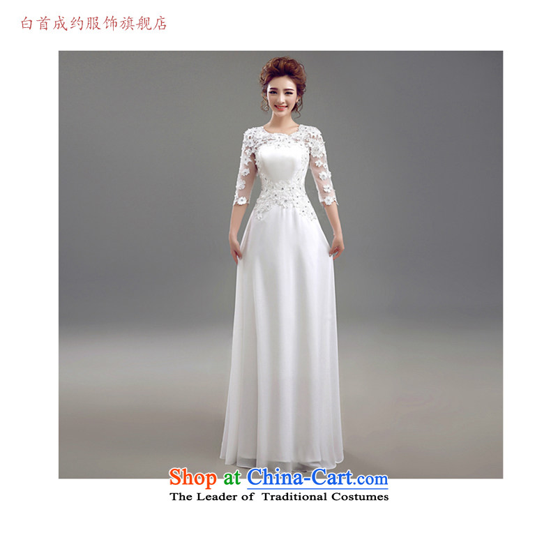 The first white into about Gao Yuanyuan wedding dresses in cuff lace a field shoulder retro Sau San wedding goddess stars of the same 2015 Autumn, White?M