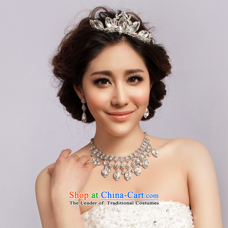 El drunken Yi Mei marriages jewelry Korean style kit crown headdress marriage water Drill Sets link bridal accessories hair accessories photo building three piece crown necklace earrings three piece crown necklace, earrings, drunken Yi Mei , , , shopping
