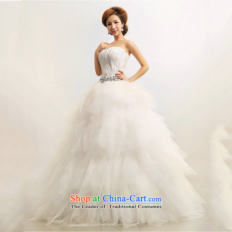 There is also a grand new optimized Korean Korean feather anointed chest Princess Bride marriage wedding dresses xs1024 m white colored silk is optimized M , , , shopping on the Internet