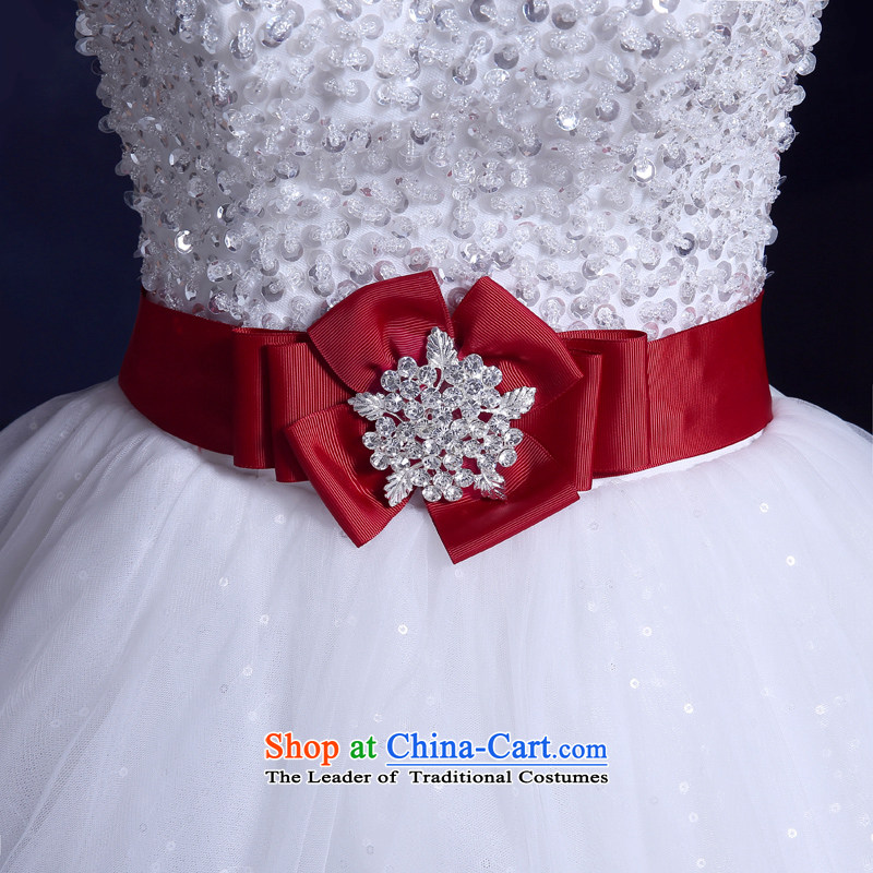 Wedding dress bride wedding dress uniform Korea bows 2015 wedding dress white summer to align the large Diamond White , L, a service-leung , , , shopping on the Internet
