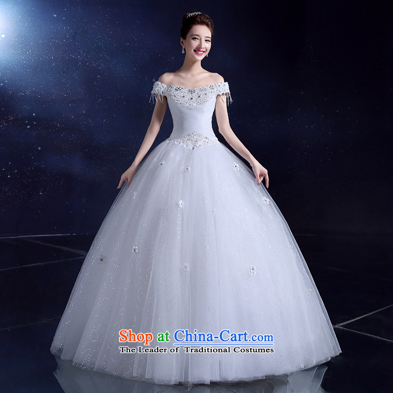 2015 Korean wedding wedding dress bows Service Bridal slotted shoulder white wedding dresses to align the large Diamond White M honor services-leung , , , shopping on the Internet