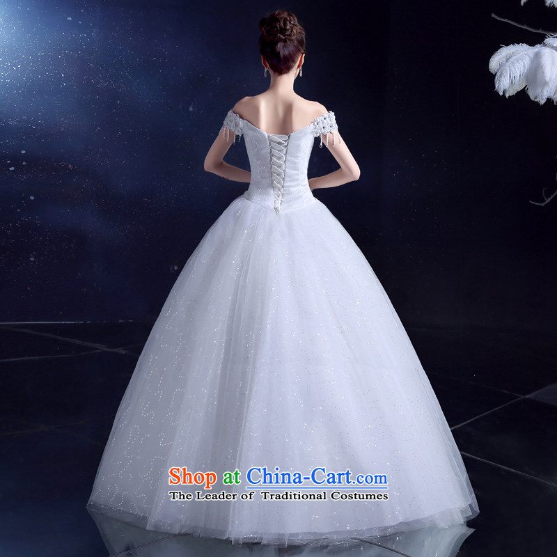 2015 Korean wedding wedding dress bows Service Bridal slotted shoulder white wedding dresses to align the large Diamond White M honor services-leung , , , shopping on the Internet