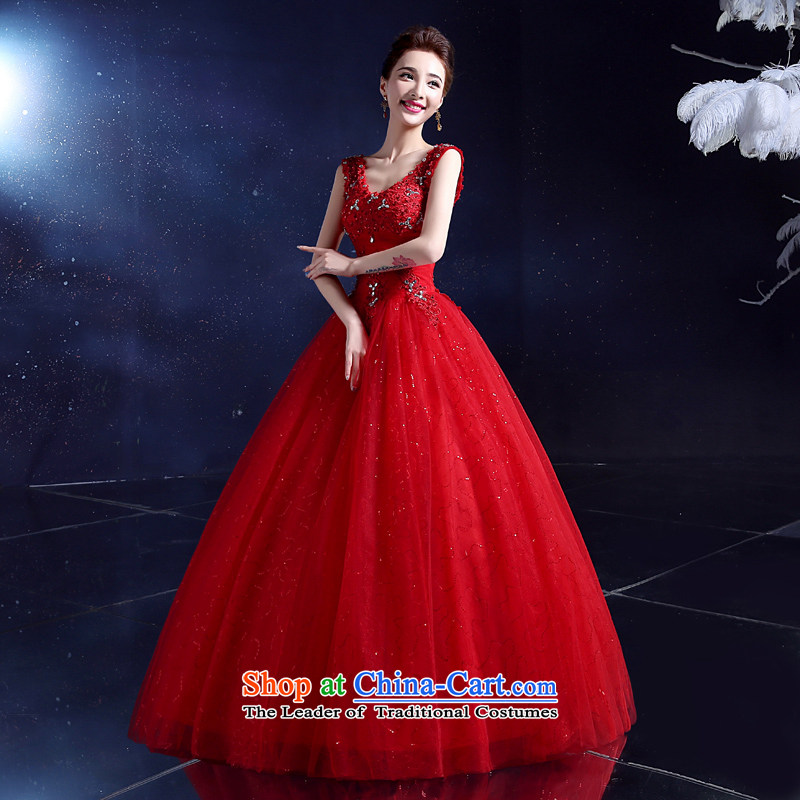 2015 Korean wedding dress bride wedding dress to align the summer shoulders and sexy deep V-Neck wedding dress lace red S honor services-leung , , , shopping on the Internet