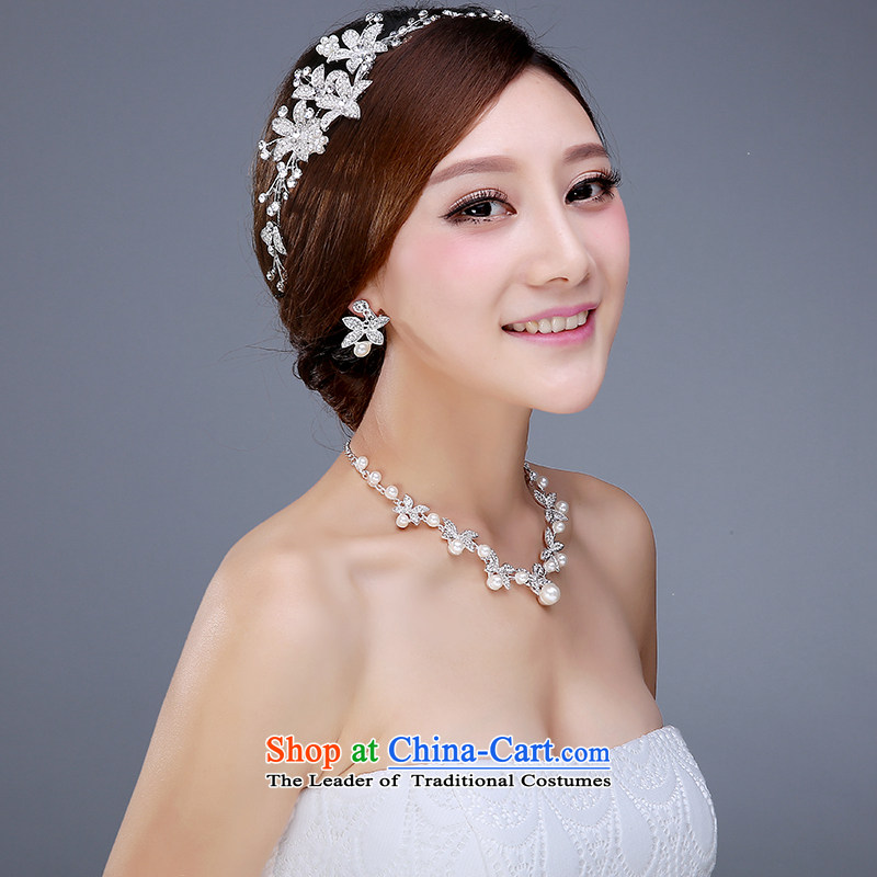 The bride crown three Kit Head Ornaments won wedding Jewelry Ornaments yarn hair accessories necklaces earrings wedding accessories female 3-piece set, Yi love is , , , shopping on the Internet