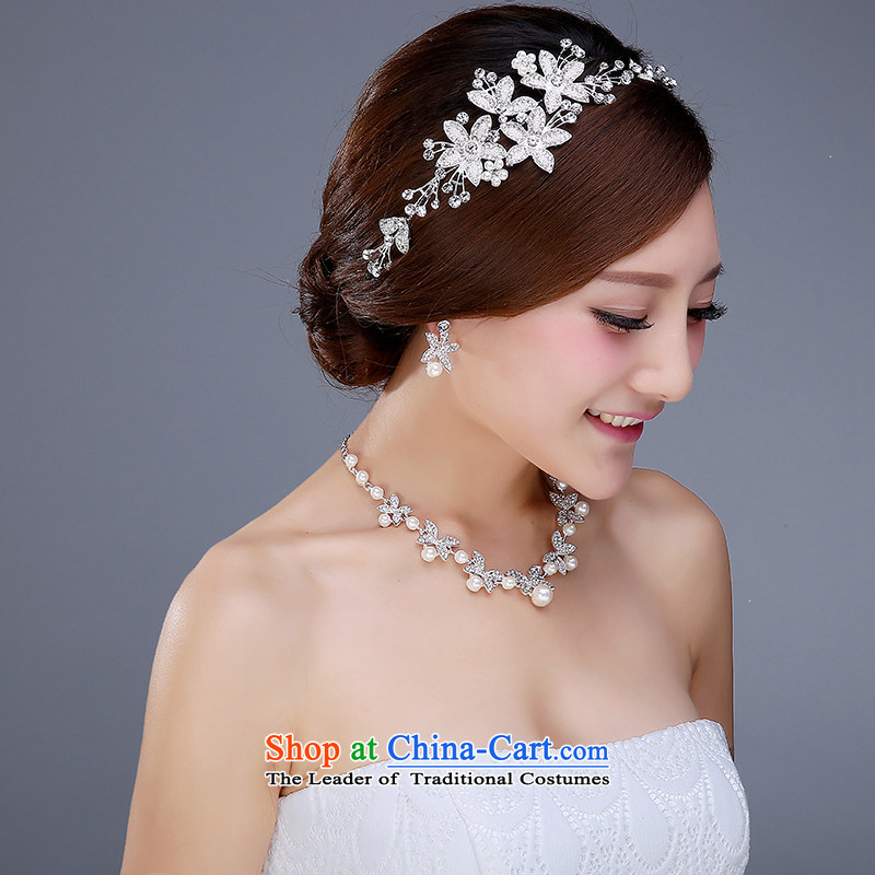 The bride crown three Kit Head Ornaments won wedding Jewelry Ornaments yarn hair accessories necklaces earrings wedding accessories female 3-piece set, Yi love is , , , shopping on the Internet