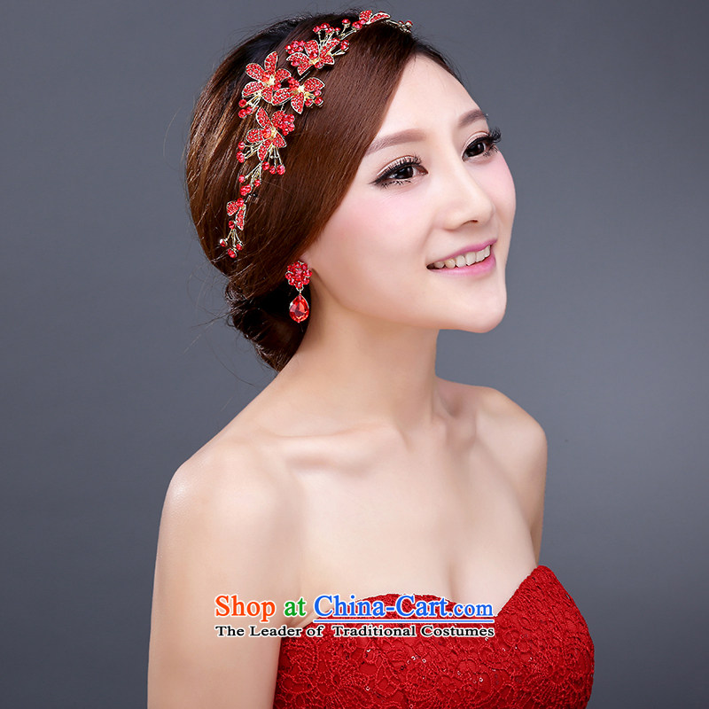Wedding dress bride hair decorations and ornaments red Jewelry marry wedding flower Korea wedding head accessories female hair decorations, Yi love is , , , shopping on the Internet