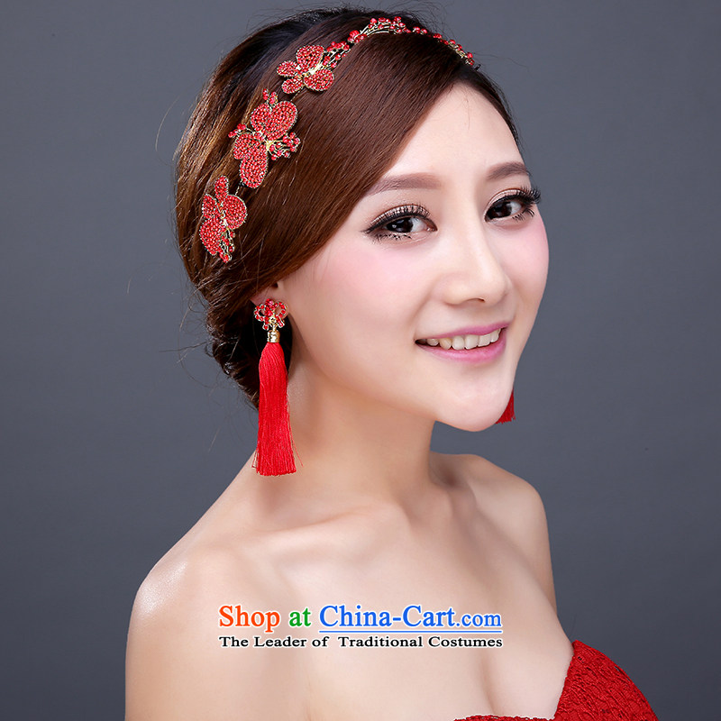 Red bride Head Ornaments marriage and jewelry hair accessories wedding dresses accessories for the Crowne Plaza International Korean earrings yi love is , , , shopping on the Internet