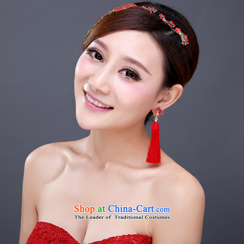 Red bride Head Ornaments marriage and jewelry hair accessories wedding dresses accessories for the Crowne Plaza International Korean earrings yi love is , , , shopping on the Internet