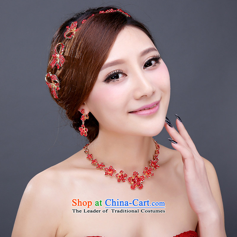 The bride jewelry three kit crystal diamond necklace earrings headdress wedding Jewelry marry wedding dresses accessories female 3-piece set, Yi love is , , , shopping on the Internet