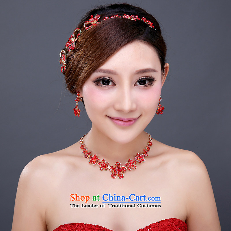 The bride jewelry three kit crystal diamond necklace earrings headdress wedding Jewelry marry wedding dresses accessories female 3-piece set, Yi love is , , , shopping on the Internet