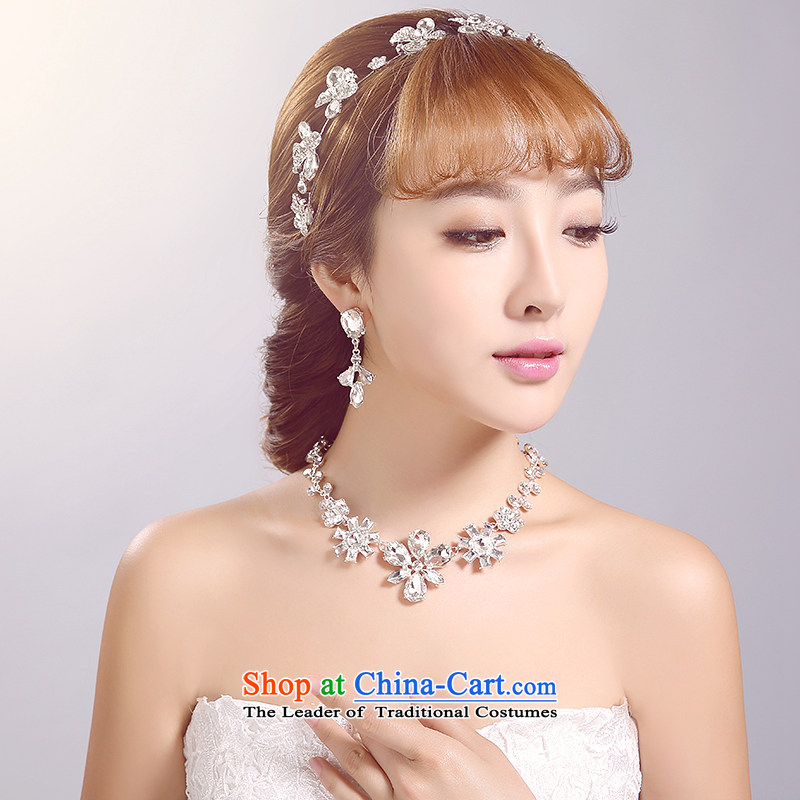 Ferrara 2015 new bride Head Ornaments necklaces ear ornaments kit white flowers irrepressible bride crown wedding accessories accessories white irrepressible head ornaments, full set of Ferrara wedding (FELALA) , , , shopping on the Internet