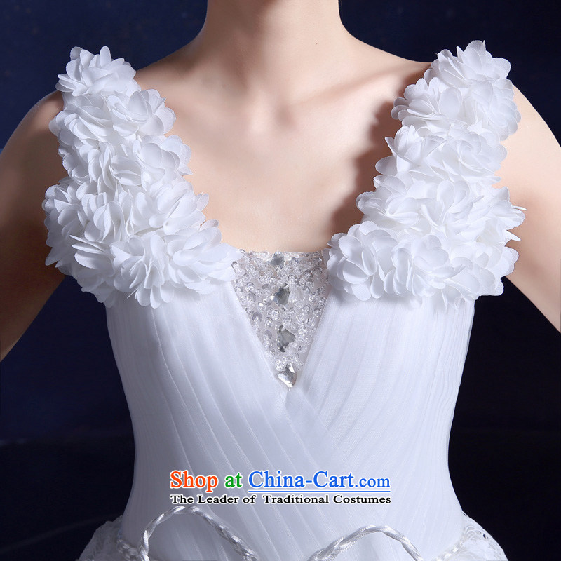 The privilege of serving-leung wedding dresses to align the new 2015 wedding shoulders deep V-Neck Bow Tie Korean anointed chest white XXL, slimming services-Leung has been pressed to online shopping
