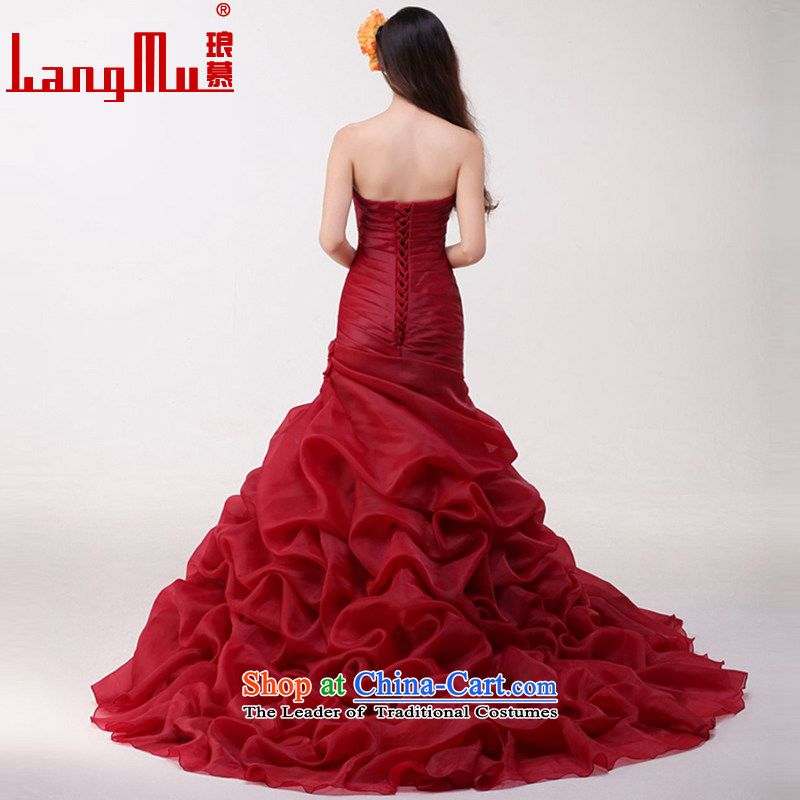 The new 2015 Luang bride anointed chest straps wedding tail Foutune of video thin crowsfoot wedding customised wine red advanced customization, Luang in , , , shopping on the Internet