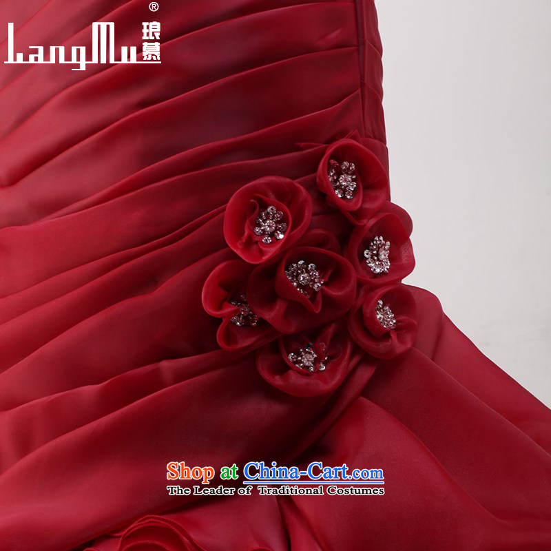 The new 2015 Luang bride anointed chest straps wedding tail Foutune of video thin crowsfoot wedding customised wine red advanced customization, Luang in , , , shopping on the Internet