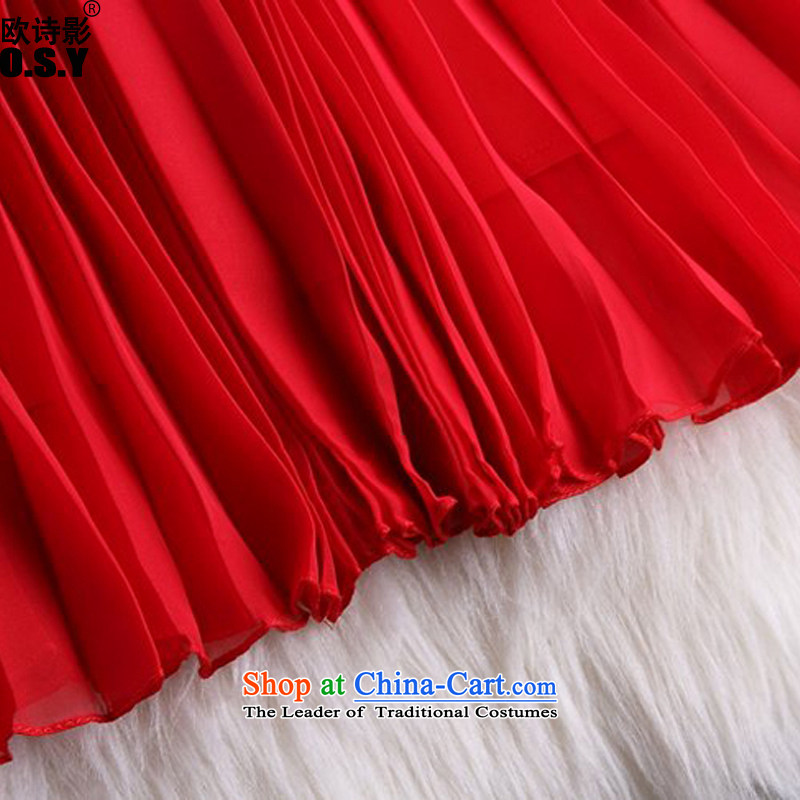 The OSCE Poetry Film 2015 new engraving embroidery nail-ju High waist like Susy Nagle dresses married a small red dress uniform wear skirts female bows skirt red XL, Europe (oushiying poem) , , , shopping on the Internet