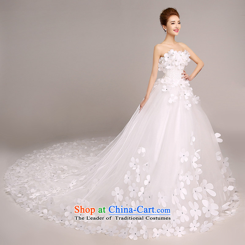The spring and summer of 2015, the Korean version of the chest, graphics and align the thin to marriages long tail wedding dresses 1.5cm tail L code 2 feet 1 Suzhou shipment, waist embroidered bride shopping on the Internet has been pressed.