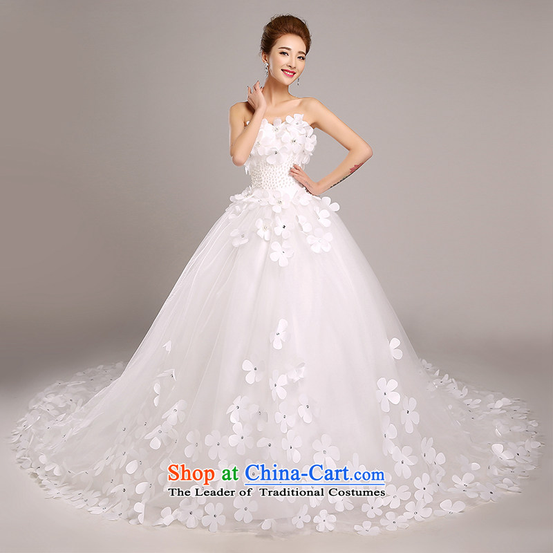 The spring and summer of 2015, the Korean version of the chest, graphics and align the thin to marriages long tail wedding dresses 1.5cm tail L code 2 feet 1 Suzhou shipment, waist embroidered bride shopping on the Internet has been pressed.