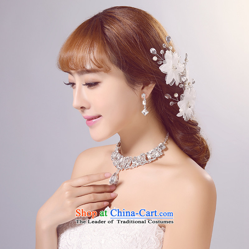 Ferrara?2015 new pin bride wedding headdress and flower earrings necklace set white floor jewelry shooting supplies and three