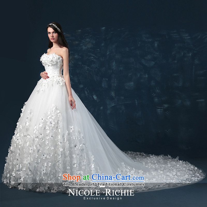 Wedding dress of autumn and winter 2015 new heart anointed chest bride wedding western straps flowers large tail wedding video thin white L(7 Sau San days no reason to return), Nicole Kidman (nicole richie) , , , shopping on the Internet