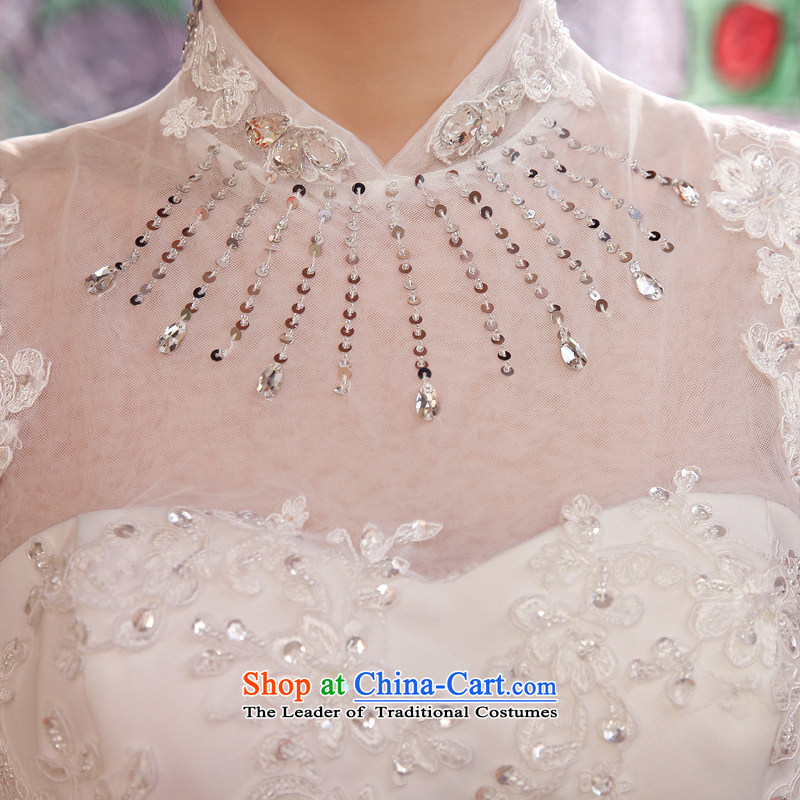 Each new stylish Korea Connie version collar package shoulder wedding dresses of the US-ROK Sau San video straps to align the thin high collar lace white L, every stephanie (JIAONI) , , , shopping on the Internet