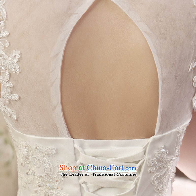Each new stylish Korea Connie version collar package shoulder wedding dresses of the US-ROK Sau San video straps to align the thin high collar lace white L, every stephanie (JIAONI) , , , shopping on the Internet