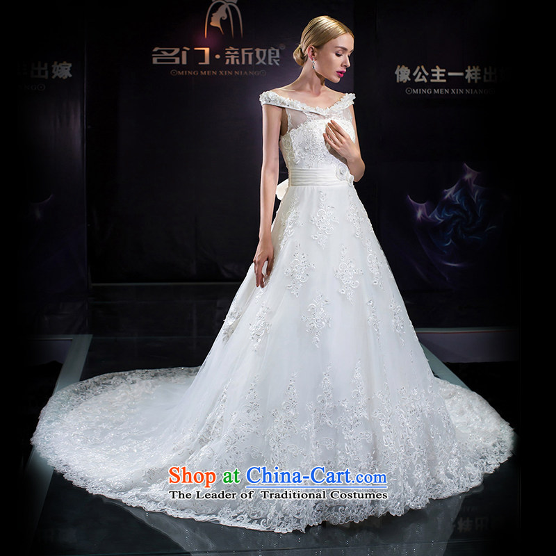 A Bride 2015 Summer Wedding dress the word wedding shoulder tail marriage Wedding 5640 White M pre-sale for seven days in a bride shopping on the Internet has been pressed.