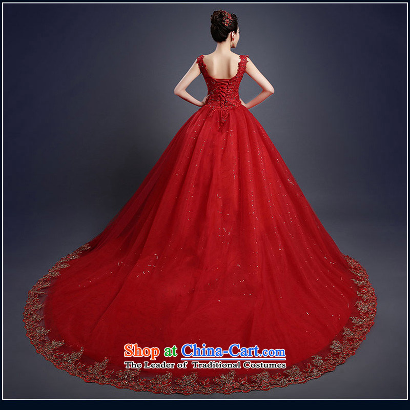 Wedding dresses 2015 Spring New Red wedding summer long tail to align the word shoulders Korean Sau San Diamond red tail) 3-Piece Set , L, Love Su-lan , , , shopping on the Internet