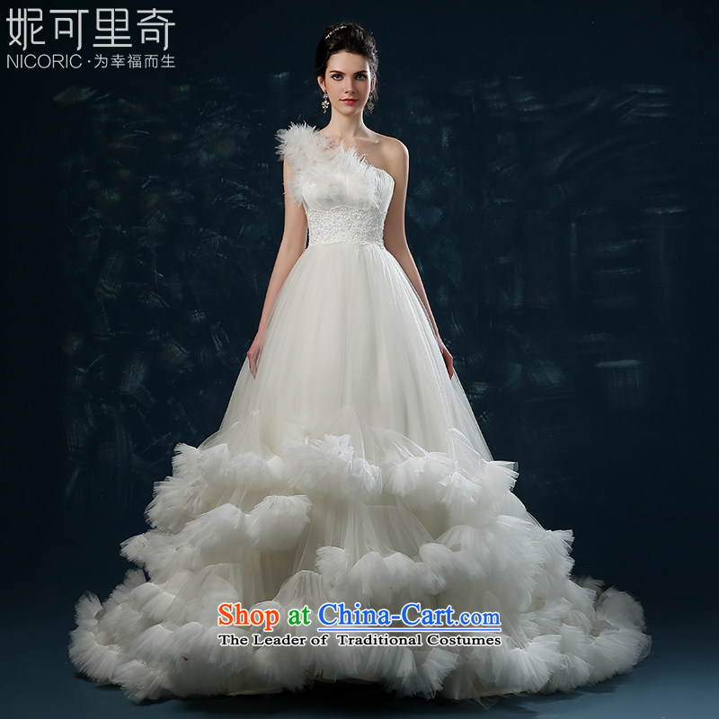 Wedding dress 2015 new autumn and winter and sexy shoulder and chest wedding high-end western clouds tail wedding strap white L_7 Sau San days no reason to return_