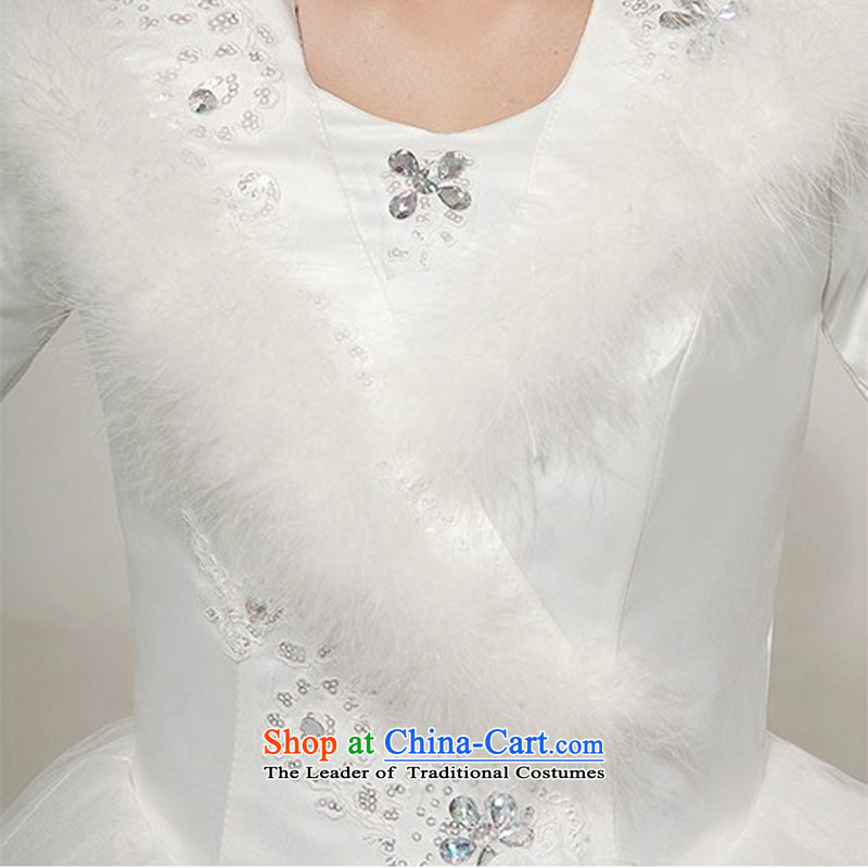 Yong-yeon and wedding dresses new 2015 Korean lace long-sleeved align to the Princess Bride wedding main large winter folder cotton wedding made no size white replacement, and Yim-yong , , , shopping on the Internet