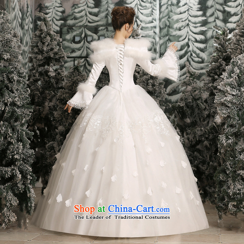 Yong-yeon and winter 2015 won the new version of the wedding dresses long-sleeved gross clip cotton white strap princess wedding white L, Yong-yeon and shopping on the Internet has been pressed.