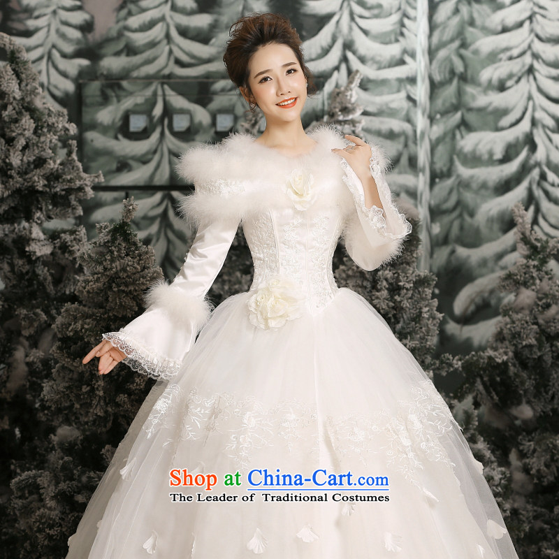 Yong-yeon and winter 2015 won the new version of the wedding dresses long-sleeved gross clip cotton white strap princess wedding white L, Yong-yeon and shopping on the Internet has been pressed.