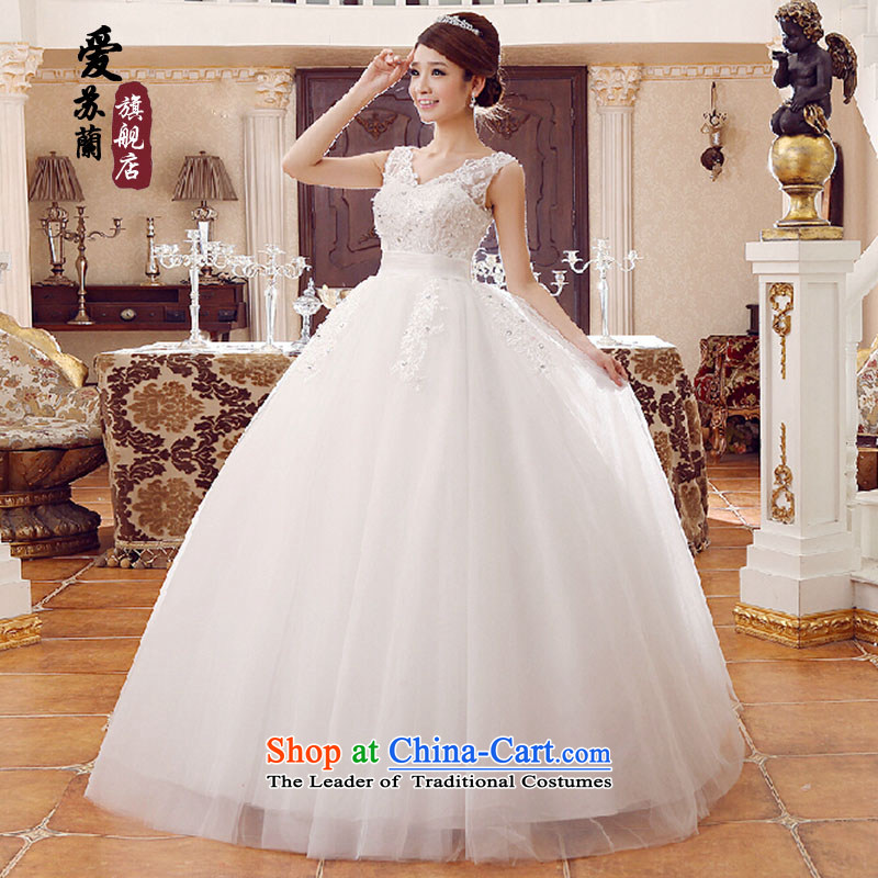 The new wedding shoulders V-neck strain wedding marriage spring and summer wedding Top Loin of Korean version of large white wedding code will not toggle dimensions do not love, Su-lan , , , shopping on the Internet