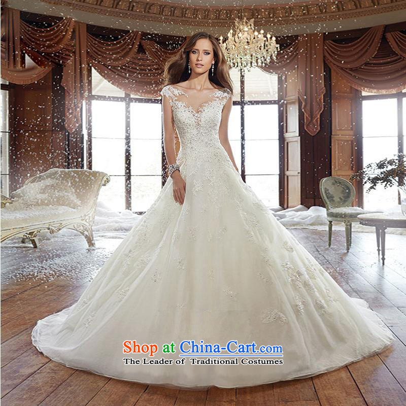 The first field shoulder wedding tail Summer 2015 V-neck a field with the new Korean Sau San video side custom coltish wedding dresses WhiteM 3 to 5 day shipping