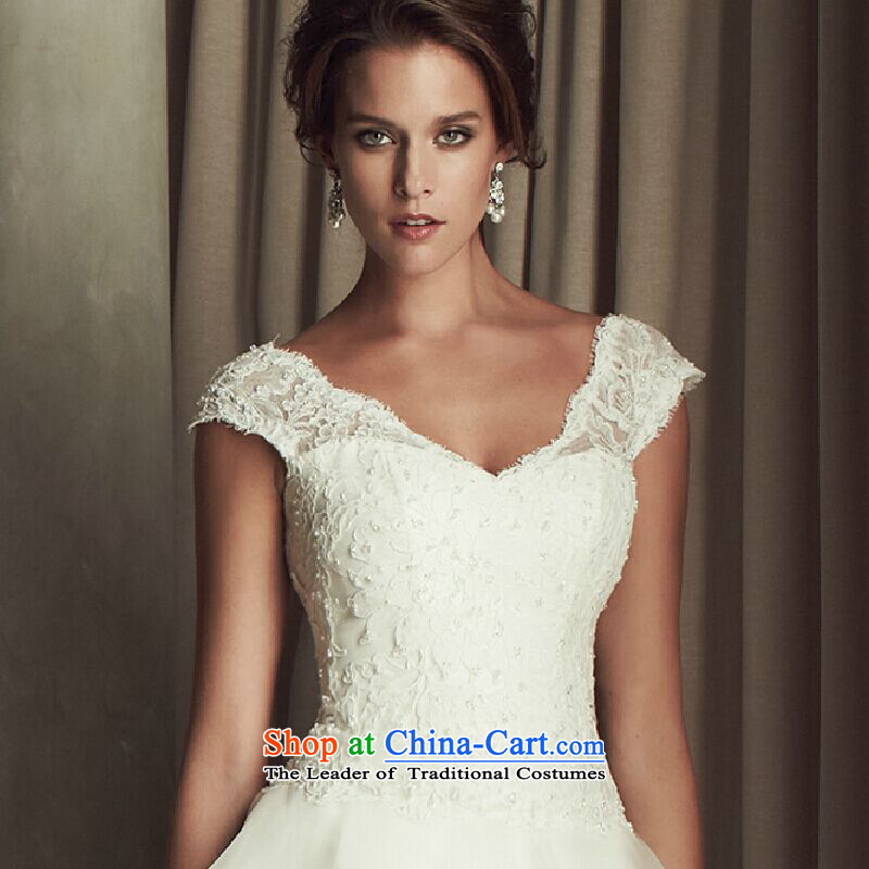 Talk to her new lace a field for the shoulder tail wedding western V-Neck shoulders Sau San video thin marriage bride wedding dress 2015 New White S promise to Madame shopping on the Internet has been pressed.