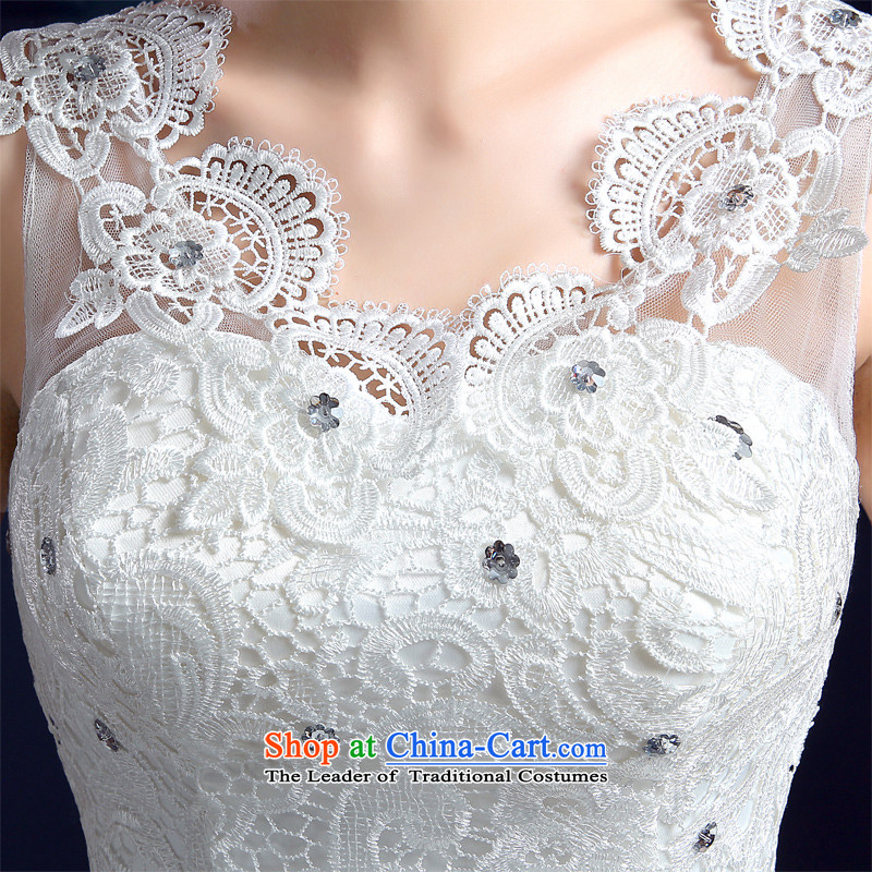 Honeymoon bride wedding dresses 2015 Amoi Sleeveless Korean lace package shoulder V-Neck pregnant women large wedding summer White M honeymoon bride shopping on the Internet has been pressed.