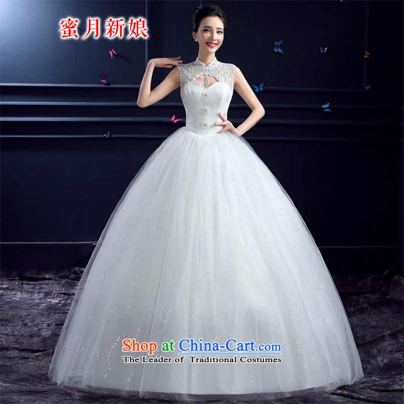 Honeymoon bride wedding dresses 2015 Summer new Korean lace collar package shoulder retro pregnant women large wedding white XS