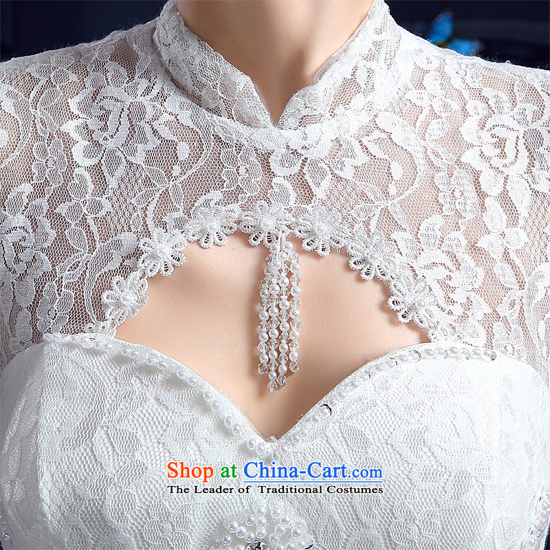 Honeymoon bride wedding dresses 2015 Summer new Korean lace collar package shoulder retro pregnant women large wedding white XS, bride honeymoon shopping on the Internet has been pressed.